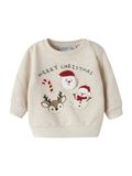 NAME IT Sweatshirt 'NBNRular' bruin / lichtgrijs / karmijnrood / wit