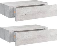 vidaXL Wandschappen 2 st met lade 40x23,5x10 cm MDF betongrijs