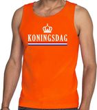 Bellatio Decorations Shoppartners Bv Oranje Koningsdag met vlag tanktop / mouwloos shirt - Singlet voor heren - Koningsdag kleding L