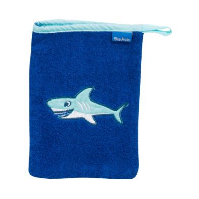 Playshoes Badstof washandje Hai 15x20 cm - Blauw