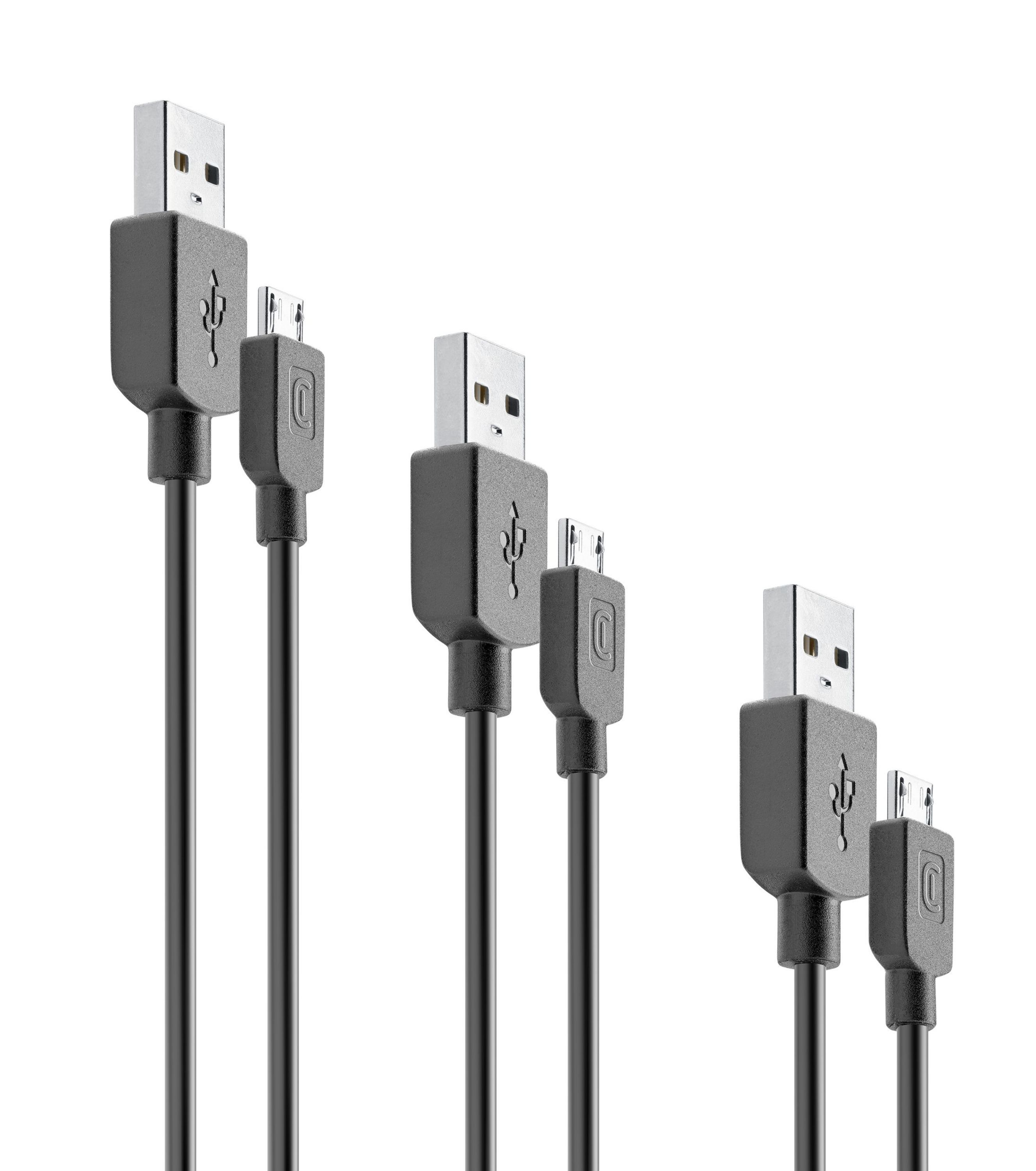 Cellularline USBDATA3XMICRO USB-kabel - 2 m - USB A naar Micro-USB B - Zwart