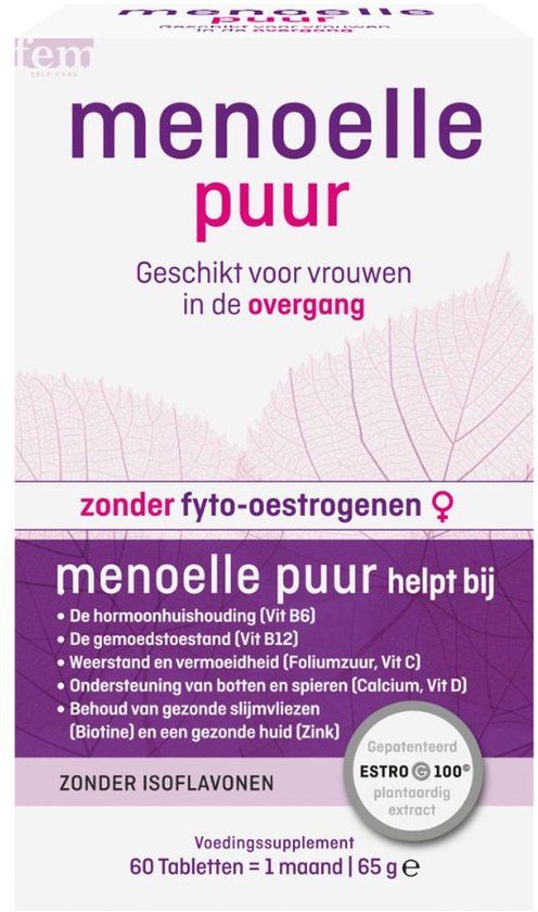 Menoelle Puur - Voedingssupplement Overgang - Zonder fyto-oestrogenen - 60 tabletten