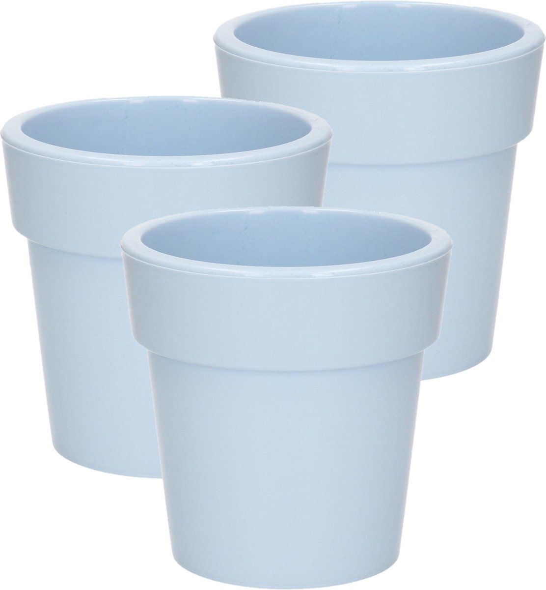 Hega hogar Set van 3x plantenpotten - Ø 25 cm - Lichtblauw - Kunststof
