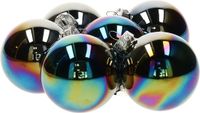 Decoris Kerstballen - 6x stuks - zwart parelmoer - D8 cm - glas - glans en mat