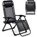 Goliving Chaise longue pliante - 3 pieds - 110 x 66 x 178 cm - Chaise de jardin réglable avec table - Chaise de camping pliante - Chaise longue d'extérieur - Chaise pliante de jardin - Noir