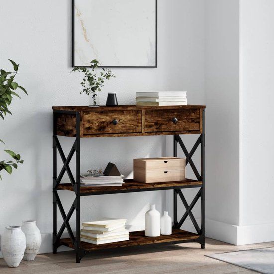 vidaXL Wandtafel - 75x28x75 cm - Bewerkt Hout - Gerookt Eikenkleurig