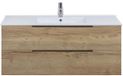 BES LED Seville Badmeubelset 120 cm - 2 Laden Natuur Eiken Edge Greep - Wastafel Enjoy Enkel