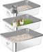 Merkloos Roestvrijstalen kattenbak in set van 3 stuks, 60 x 40 x 15 cm, met hoge rand