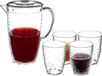 5Five carafe Estiva carafe avec couvercle et 8 verres à boire - 2000 ml - transparent - plastique