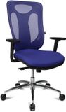 Topstar Sitness Net Pro 100 Bureaustoel, ergonomische bureaustoel met punt-synchronisatiemechanisme en in hoogte verstelbare armleuningen, blauw
