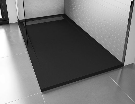 Veroni Elite Flat Composietsteen Douchebak Zwart 120x80x3cm - Rechthoek - Met anti-slip en afvoer