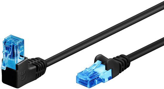 Goobay UTP CAT6A 10 Gigabit Netwerkkabel - 1 kant haaks - CCA - 10 meter - Zwart