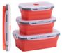 Lot de 4 boîtes de conservation, boîtes de rangement pliables en silicone, boîtes à sandwich en silicone, boîtes de conservation en silicone rouge