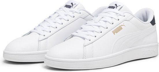 PUMA Smash 3.0 L Unisex Sneakers - PUMA White-PUMA Navy-PUMA Gold - Size 41