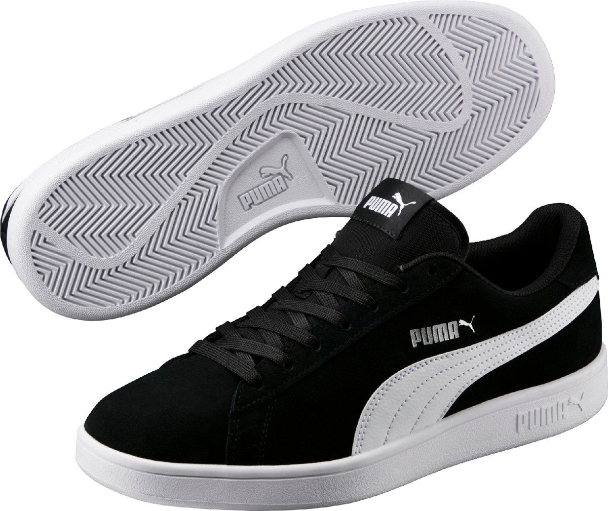 PUMA Smash v2 Sneakers Unisex - Black-White-Silver