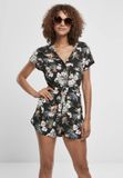 Urban Classics Viscose Belt Tropical Playsuit Zwart XL