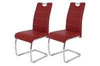 Hela Tische Set van 2 schommelstoelen, keukenstoel Flora, kunstleer bordeaux, handgreep, verchroomd metalen frame, 42 x 57 x 98 cm
