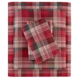 WOOLRICH Flanel 100% katoenen lakenset warme zachte lakens met 14 inch diepe zak cabine levensstijl, koud seizoen gezellige beddengoed set, bijpassende kussensloop, koning, rode plaid, 4 stuk