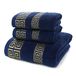Wociud XHSP 100% katoenen zeer absorberende geborduurde handdoeken, 3-delige handdoekenset hotelbadhanddoek, 1 badhanddoeken, 2 extra Think strandbadhanddoeken (blauw)