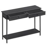 VASAGLE Consoletafel met 2 Laden, Stalen Frame, Modern basic | Haltafel, Bijzettafel, Banktafel, Hal, Woonkamer, Houtskool grijs-Mat Zwart, BARNET Collectie LNT015B07