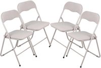 Urban Living Klapstoel - 4x - met stoffen zitting - beige - 44 x 45 x 80 cm - metaal
