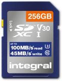 Integral 256 GB SDXC UHS-1 U3 CL10 V30 R-100MB/s