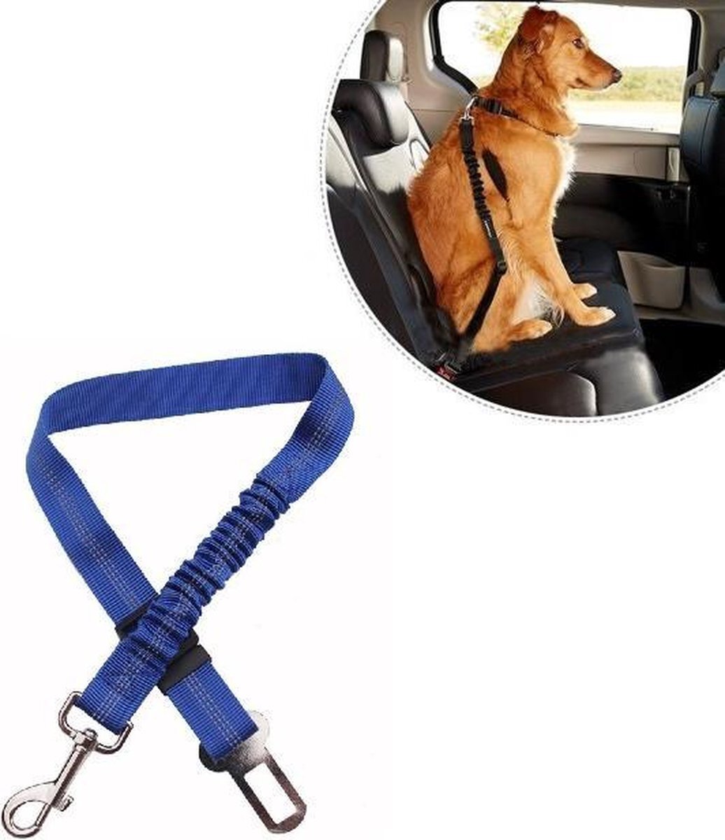 SVH Company Luxe Autoriem Hond Hondengordel / Elastische en Verstelbare Auto Gordel / Riem voor Huisdieren / Veiligheidsgordel / One Size / Blauw blauw