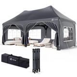 VOUNOT® Tuinpaviljoen voor buiten, 3 x 6 m, opvouwbaar, met 6 afneembare wanden en 6 zandzakken, recept, waterdicht en uv-bestendig, voor camping, festival, bruiloft, transporttas, grijs