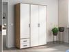 VOLTARI Armoire 3 portes 2 tiroirs chêne artisan/blanc alpin