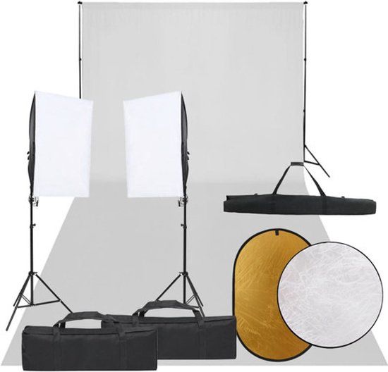 vidaXL Fotostudioset met verlichtingsset, achtergrond en reflector