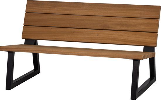 WOOOD Banco Tuinbank - Hout/Metaal - Naturel/Zwart - 78x138x82 cm