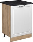 Vicco R-Line meuble bas de cuisine, blanc campagne/chêne doré, 60 cm avec 1 porte plan de travail anthracite