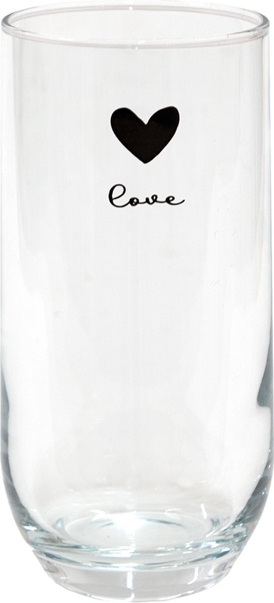 Clayre & Eef Waterglas 280 ml Glas Hart Love Longdrinkglas Drinkglas