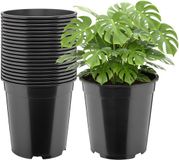 Garronda Set van 20 hoge ronde kunststof kweekpotten met drainagegaten (Zwart, Ø25 x 24 cm (9,5L)) GD-KW-RH