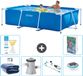 Intex Rechthoekig Frame Zwembad - 260 x 160 x 65 cm - Blauw - Inclusief Solarzeil - Zwembadfilterpomp - Stofzuiger - Verlichting - 7-delig