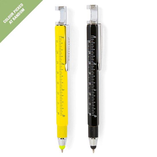 Kikkerland 7-in-1 Gadget Pen - Geel/Zwart