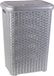 Plasticforte Panier à linge avec couvercle - 60 litres - gris argenté - rotin - plastique - L35 x l43 x H62 cm