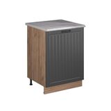Vicco Keukenonderkast Fame-Line, Donkergrijs/Goudkleurig Eiken, 60 cm 1 deur met werkblad