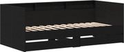 vidaXL - Dagbed - met - lade - met - plank - Zwart - Eiken - 90 - x - 190 - cm - Bewerkt - hout