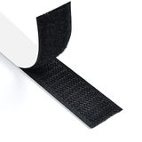 Romon Klittenbandsluiting, zelfklevend, 5 m klittenband, zelfklevend, extra sterk, dubbelzijdig klevend, 16 mm breed, zelfklevende kleefpad, bevat lusband en haakband, zwart
