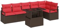 vidaXL Tuinbank - Set - 7 - st - Bruin - Poly - rattan