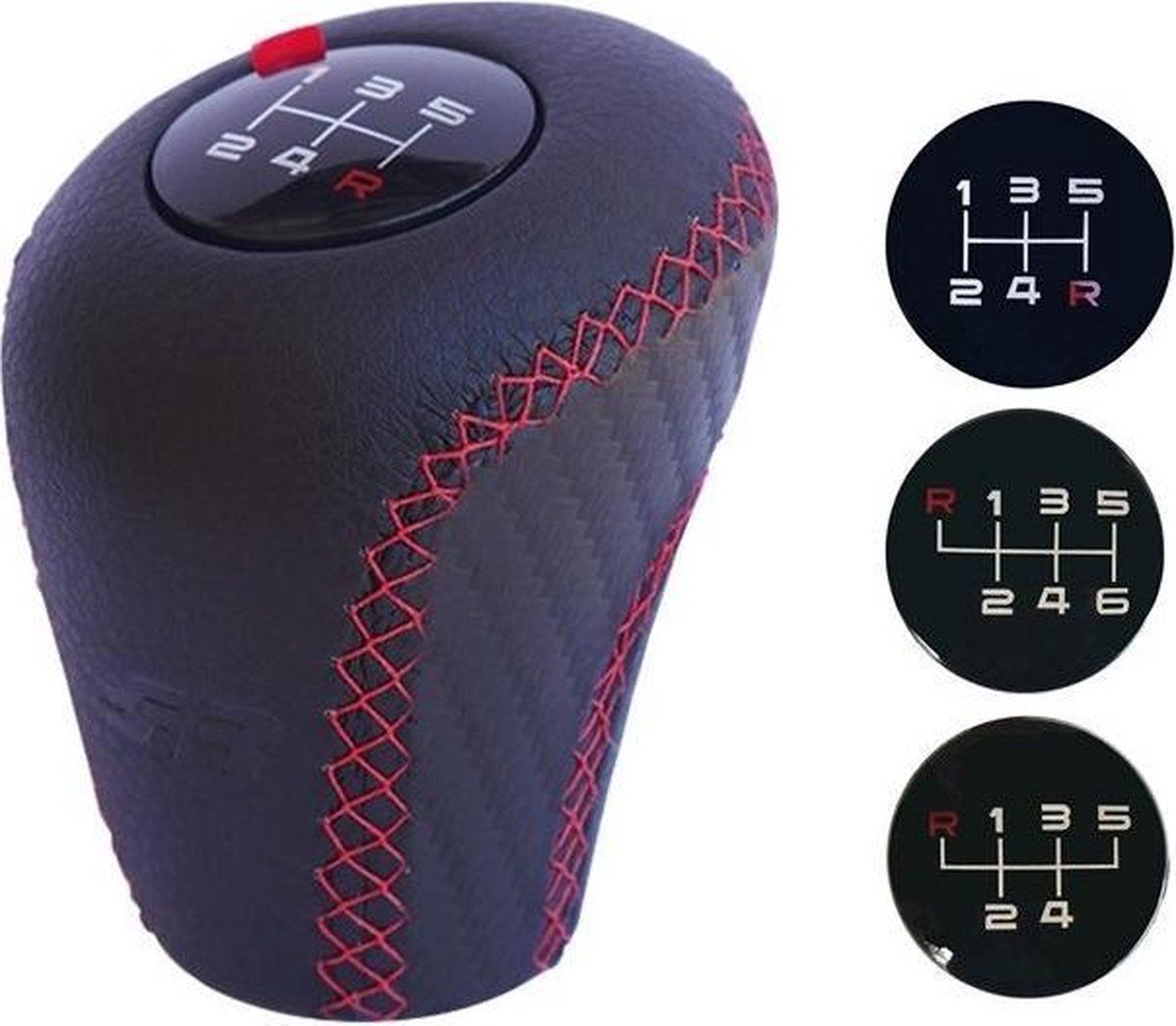 Simoni Racing Pookknop Slick 67 X 75 Mm Leer Zwart/rood 4-delig