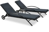 vidaXL Ligbedden met tafel poly rattan antraciet