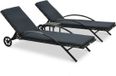 vidaXL Ligbedden met tafel poly rattan antraciet