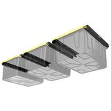 Koova Overhead Bin Rack voor drie bakken | Overhead Garage opbergrek om aan het plafond te monteren met verstelbare breedte | Ondersteunt de meeste zwarte en gele opbergbakken | 3 sets