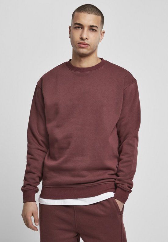 Urban Classics Basic Crew Sweater - Bordeaux rood - XL - Mannen