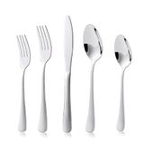 KitchenBoss Bestekset: 4 Persoonsbestekset, Roestvrij Stalen Bestek, 20 Stuks inclusief Mes, Vork, Lepel, Vaatwasmachinebestendig Zilver