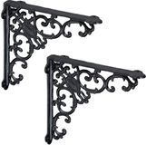 Merkloos Relaxdays plankdrager - set van 4 - 21,5 cm - gietijzer - zwart