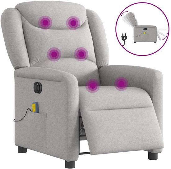 vidaXL Massagestoel elektrisch verstelbaar stof wolk grijs