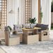 Maison Exclusive - Ensemble de meubles de jardin 6 pièces avec canapé et coussins, beige, en polyrotin